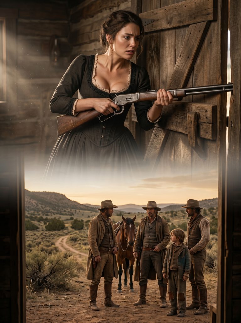 She pressed her grandfather’s rifle against the wooden door, swearing she would never open it again—not for cries, not for promises, not for anyone. Trusting a voice in the dark had destroyed her once… but then she saw something outside that made her hand freeze.