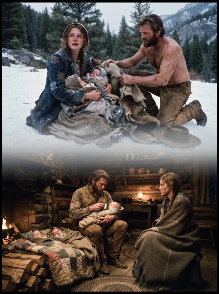“I won’t let them starve,” the scarred mountain man said—then took the widow and her triplets into a life no one in the valley expected.