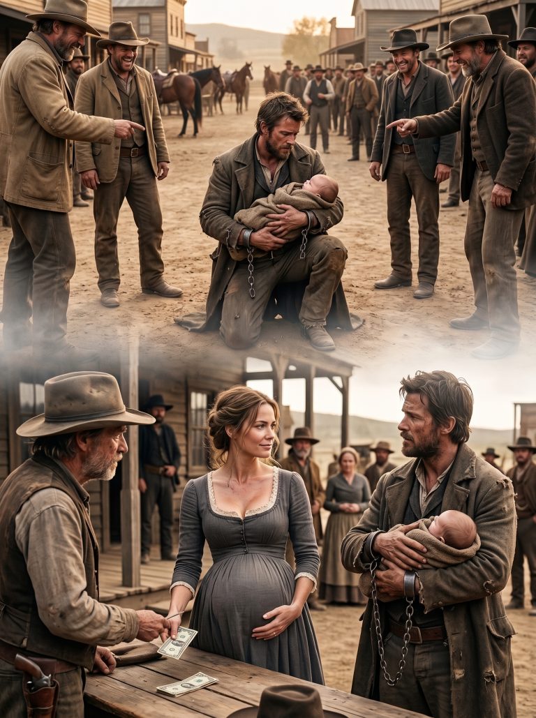 “He’s worth less than a dead mule,” the town laughed—until the pregnant widow paid $85 and took the chained mountain man home.