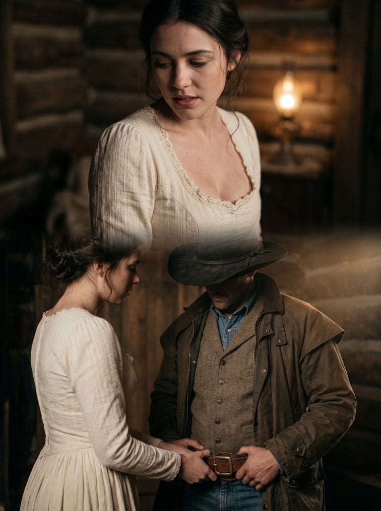 “I can’t… it’s my first night,” the trembling bride whispered—then slowly reached for the cowboy’s belt in the dark.