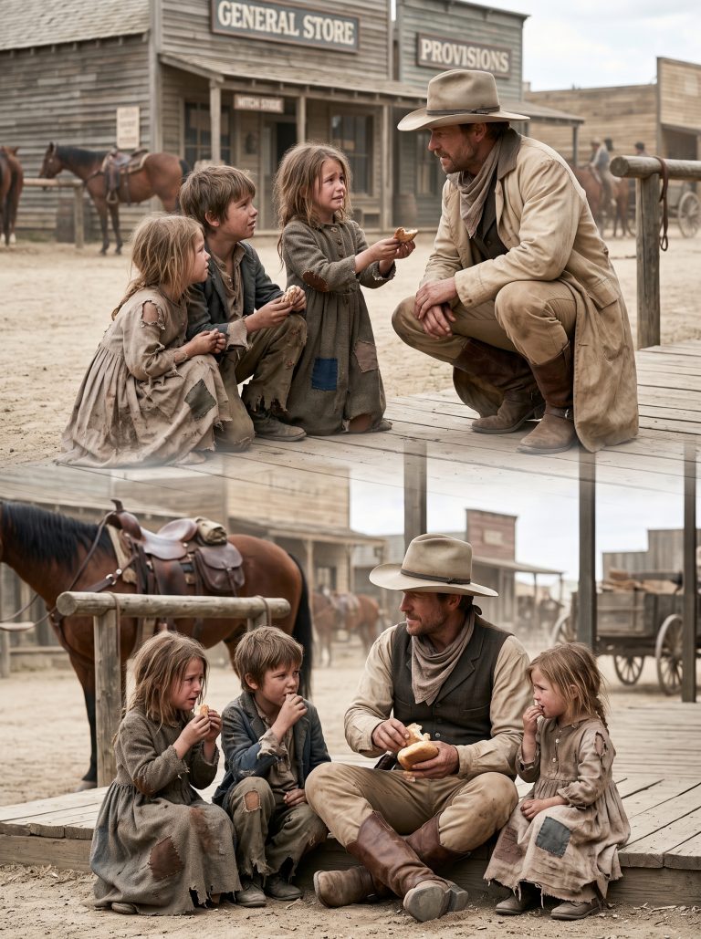 “Please… We Haven’t Eaten in Days” — They Only Had One Crust Left, Until the Cowboy Made a Choice That Changed Everything