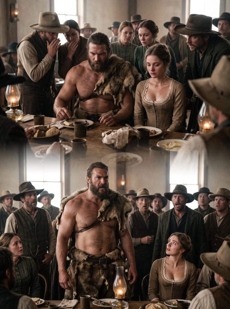 The widow was humiliated by everyone—until a mountain man sat beside her carrying secrets that froze the valley